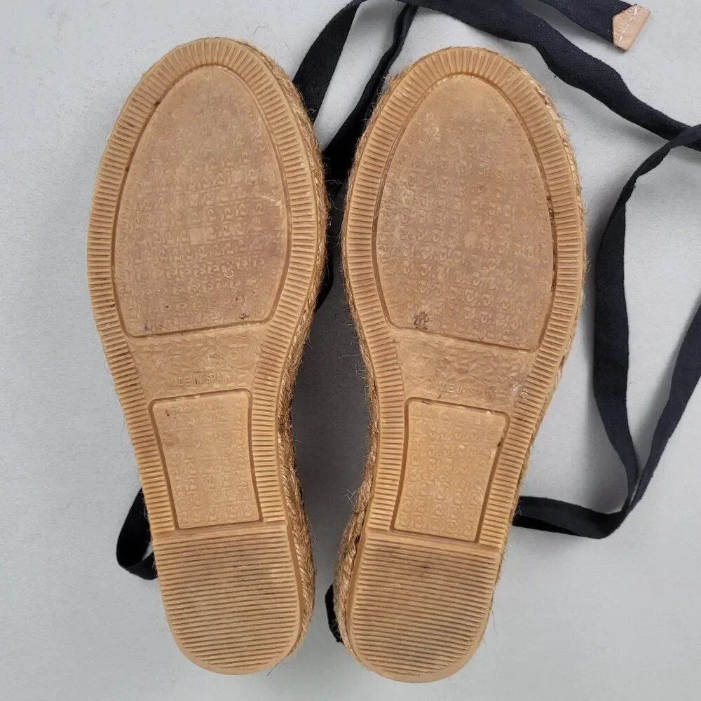VISCATA Size 6.5 Candell Espadrille Sandals Flats Jute Black